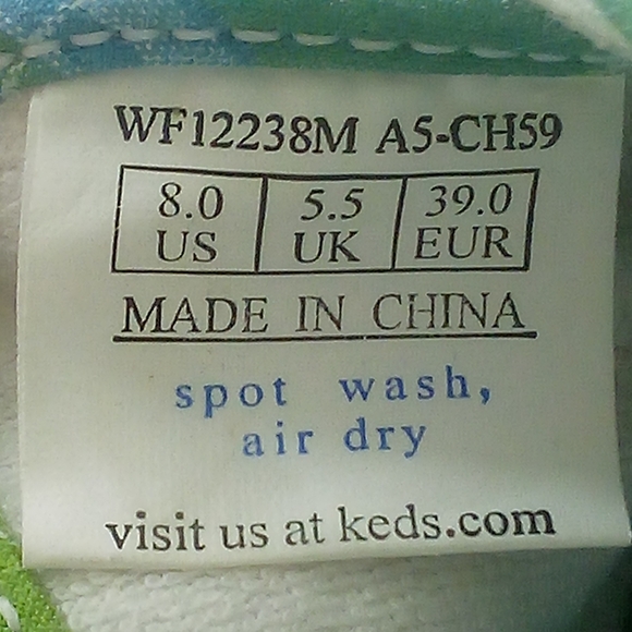 Keds Original Women 8 Lace Up Plaid Blue Green Canvas Casual Shoes WF12238M - Picture 8 of 8